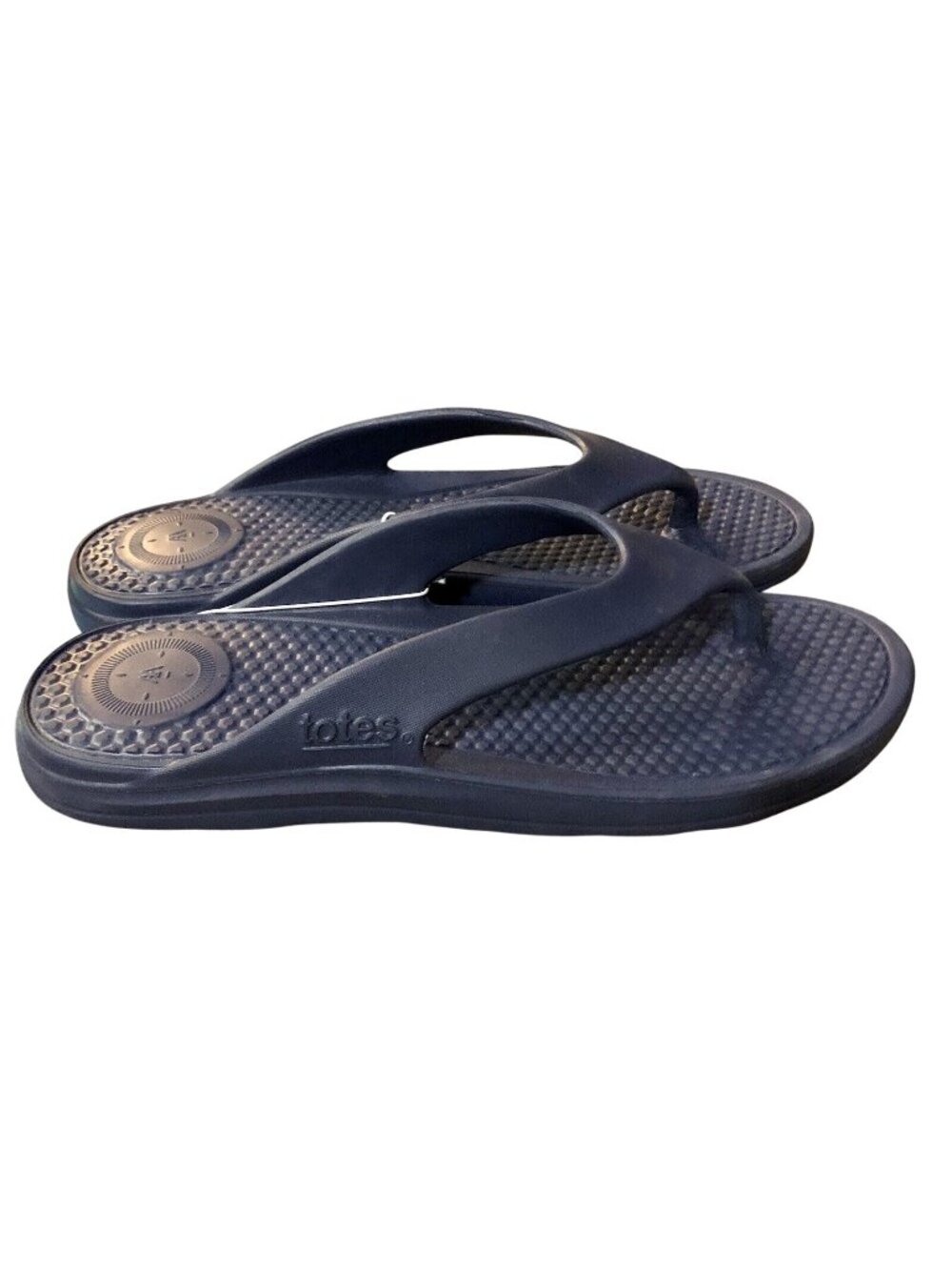 Totes Solbounce Flip Flops Mens 13 NEW Blue Anti-Microbial Machine Washable